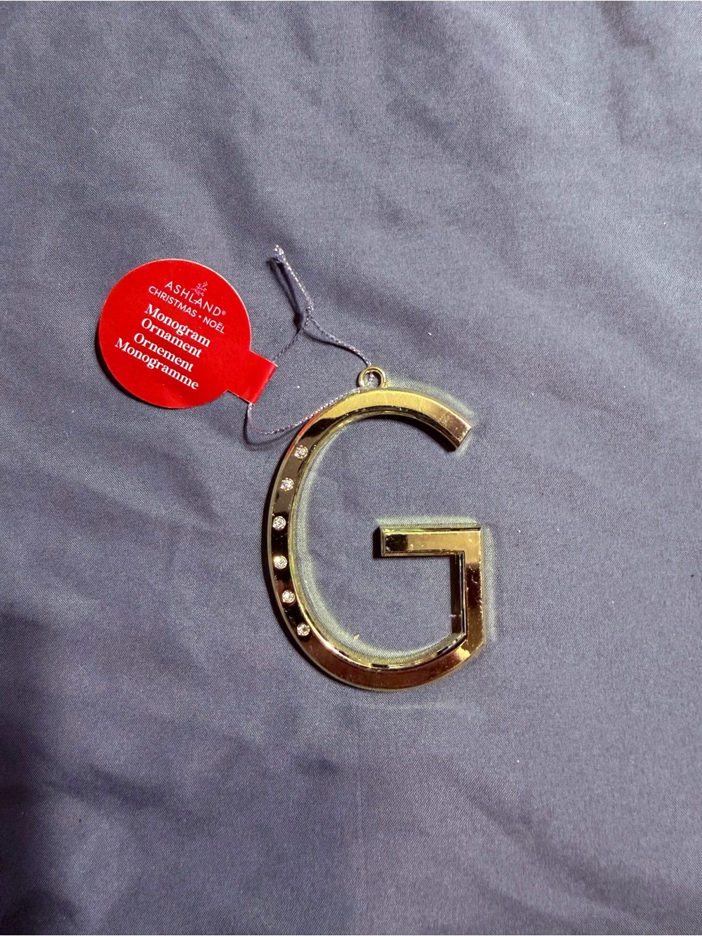 Ashland Gold Monogram 'G' Ornament with Rhinestones